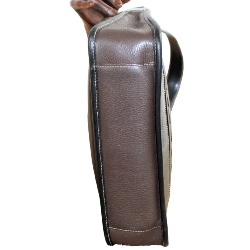 Brighton Brown And Black Two Tone Leather Vintage Shoulder Style Bag